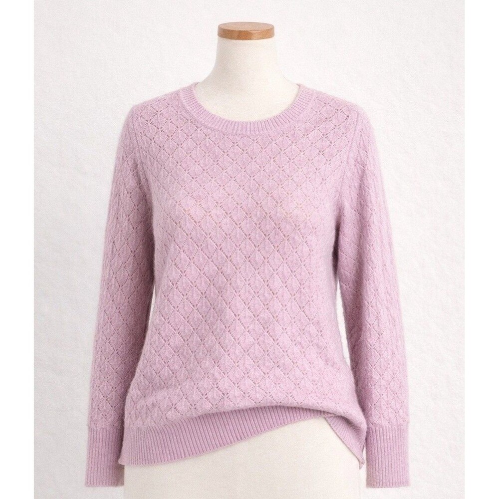 Old Navy Wool Blend Knit Sweater Women L Lavender Soft Textured Pullover - Picture 4 of 11